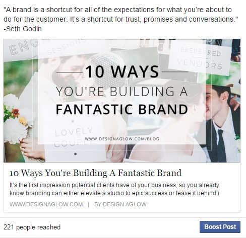 An example of a Facebook social media marketing post